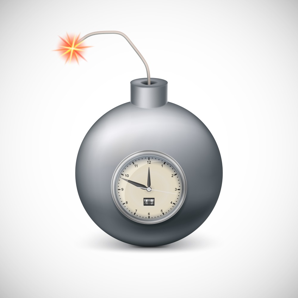 Dynamite with clock. Illustration on white background for your design and presentation.