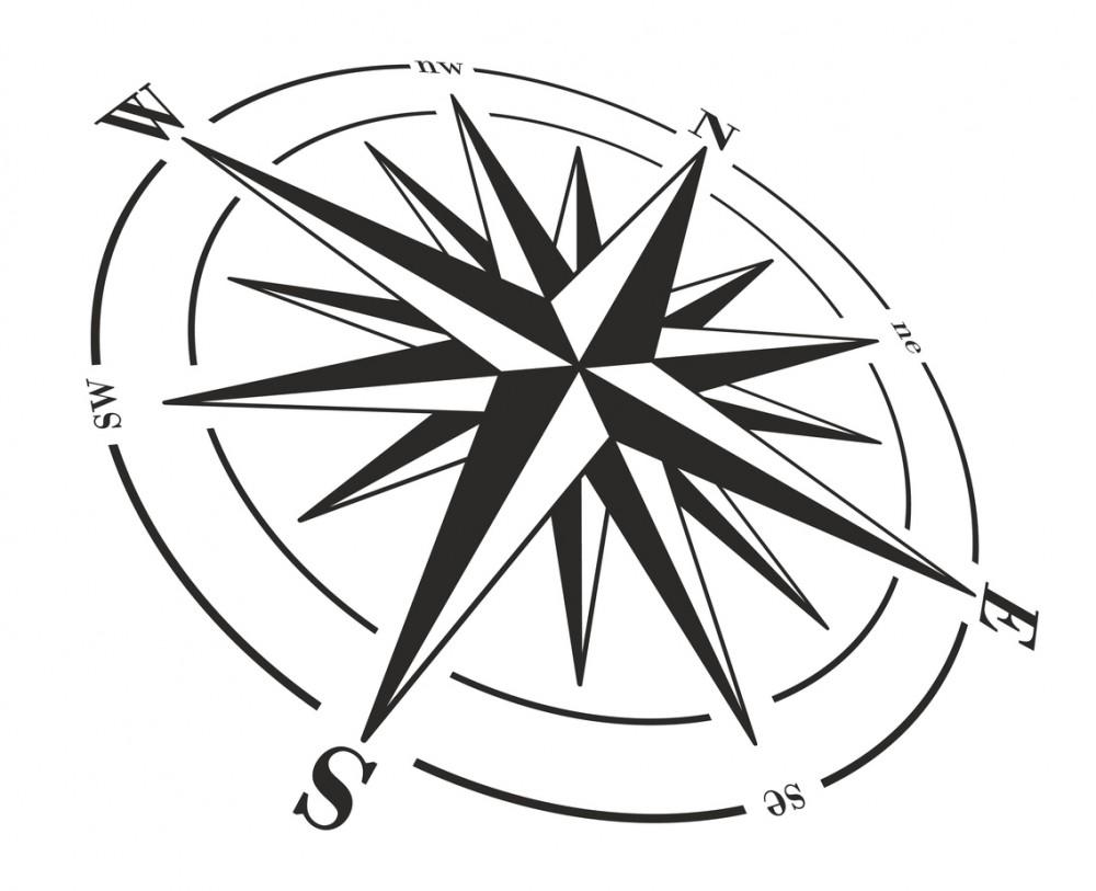 Compass rose isolated on white. Vector illustration. 