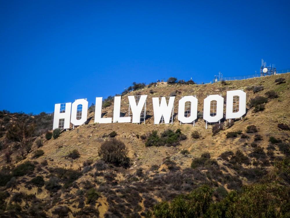 Los Angeles, United States - January 10, 2016: Close-up of the famous Hollywood Sign. Photograph taken from Mulholland Drive. 