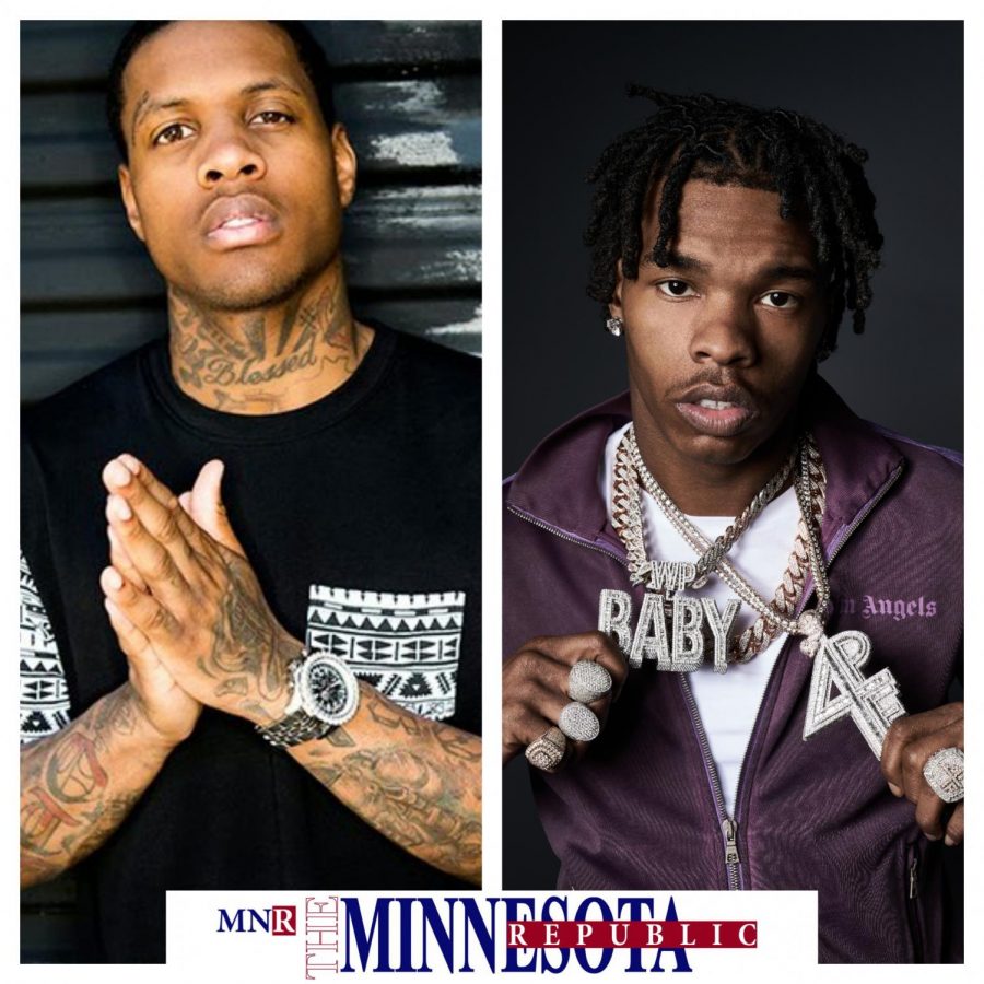 Lil Durk on left wearing black shirt, Lil Baby on right wearing purple jacket, Text at bottom says The Minnesota Republic, Courtesy of Flickr