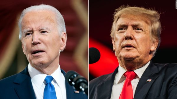 Joe Biden (left) and Donald Trump (right) during their 2020 presidential election respected campaigns
